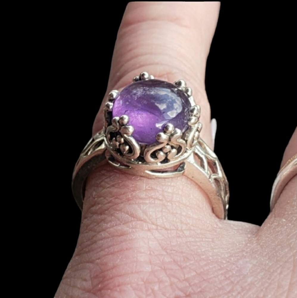 925 Sterling Silver Amethyst Crown Ring